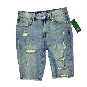 Wild Fable High Rise Bike Denim Jean Shorts Size 0 Womens 25 Distressed Raw Hem